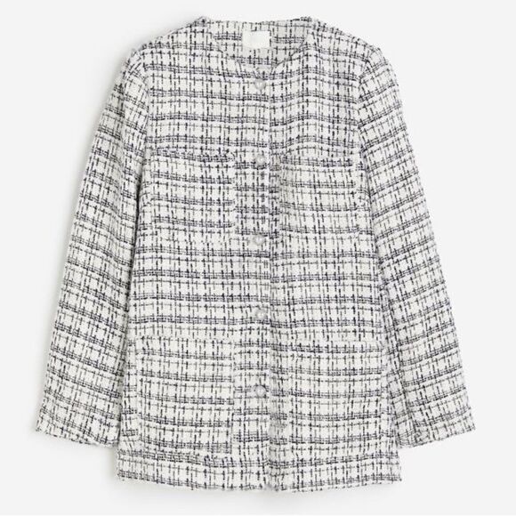 H&M Bouclé Plaid Textured Jacket New - Picture 3 of 10